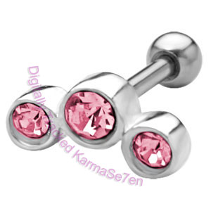 Small Jewel Strip -Pink Upper Ear Stud